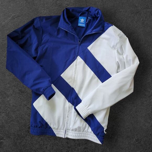 Adidas Equipment Jacket Men's Sz S Blue white Full Zip Mesh Lined Windbreaker - Picture 1 of 11